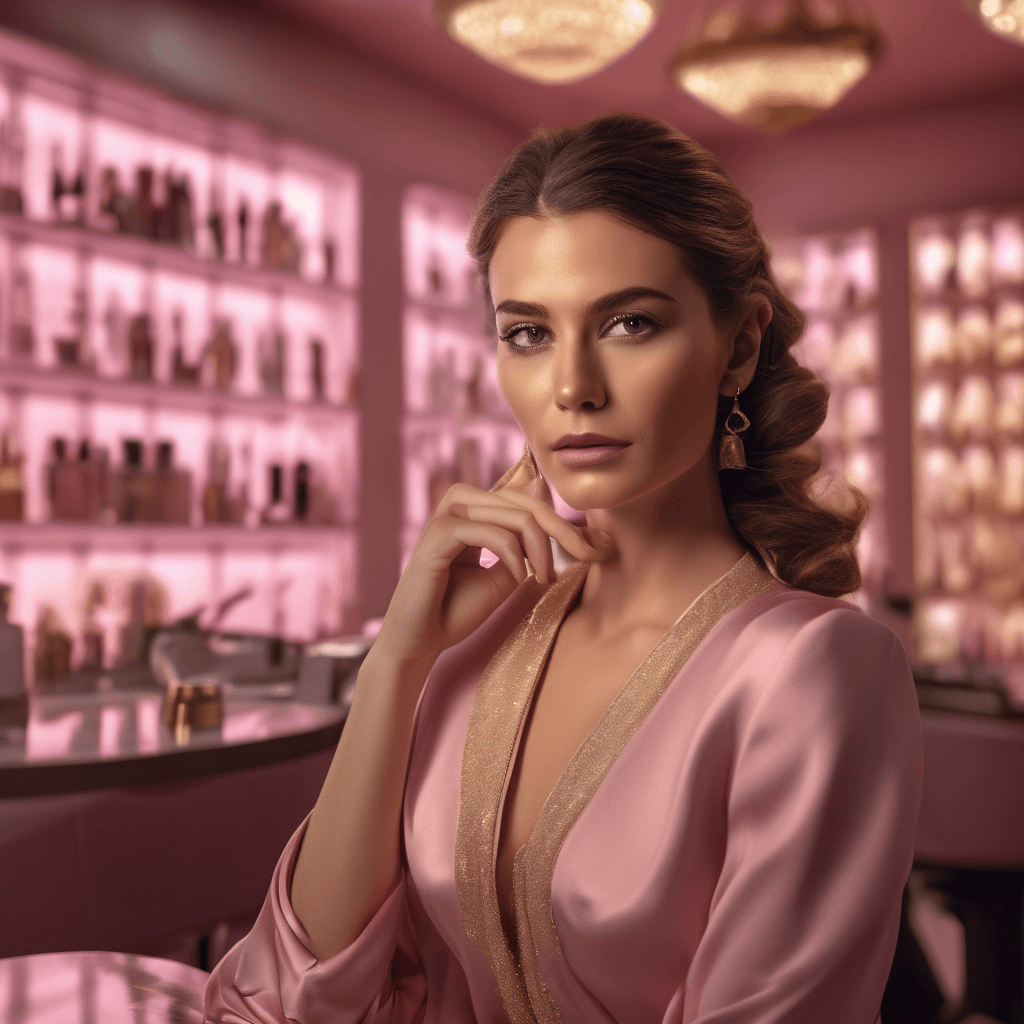 AI content creation for beauty salons in Istanbul — modern woman in a pink robe inside a luxury beauty studio