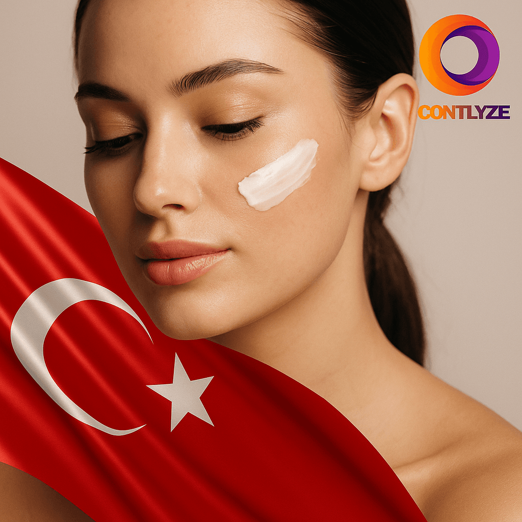 Turkish skin care marketing visual with Contlyze branding